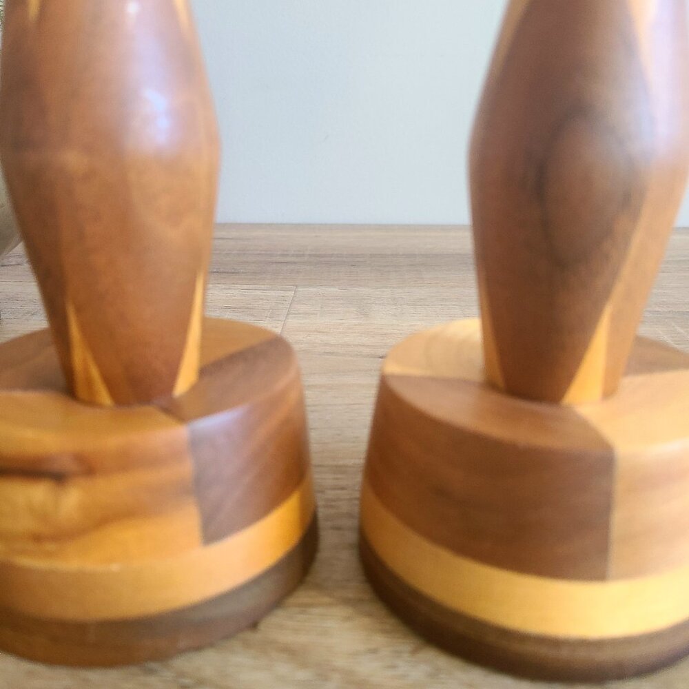 Handcrafted in Calgary Alberta pair of wooden candleholders. - Picture 9 of 10